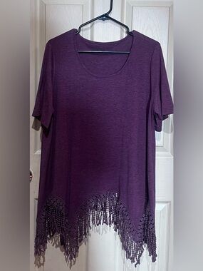 Women’s Fringe Hem Top, Size 1X